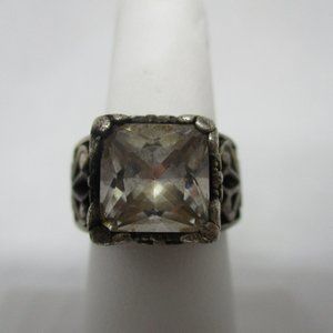 Sterling Silver Size 6 Ring W/ Rhinestone